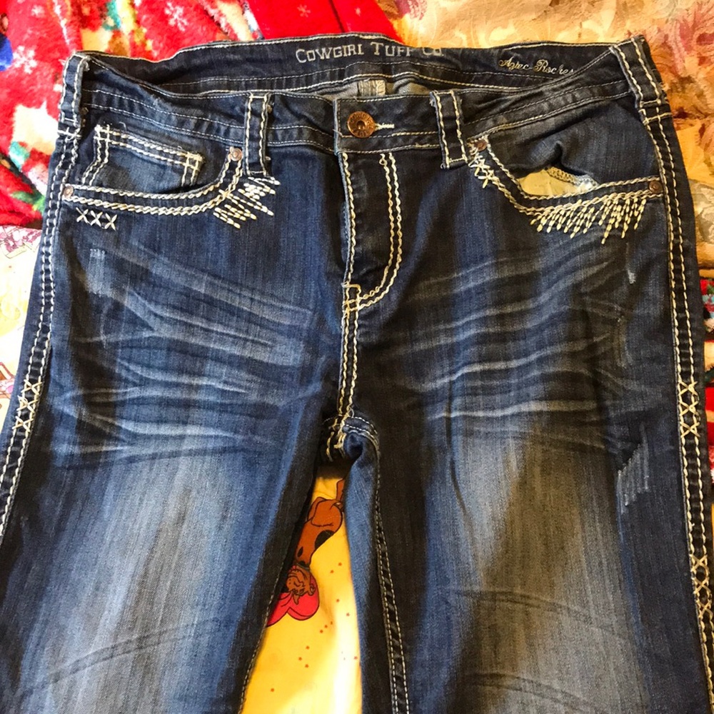 Cowgirl Tuff Boot Leg Jeans W33 L33 “Aztec Rocker”